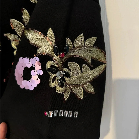 Zara Beaded Sequin Embroidered Embellished  t- Shirt Tunic mini dress floral USS - Picture 7 of 7